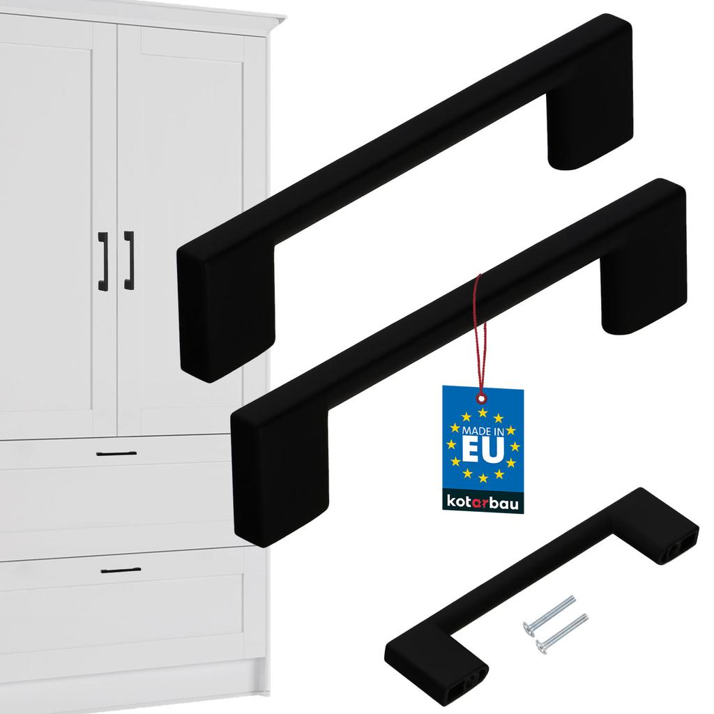 KOTARBAU® Kitchen Furniture Handle Classic Modern Oblong Long Matte Black 126 MM Spacing 96 MM Set of 2