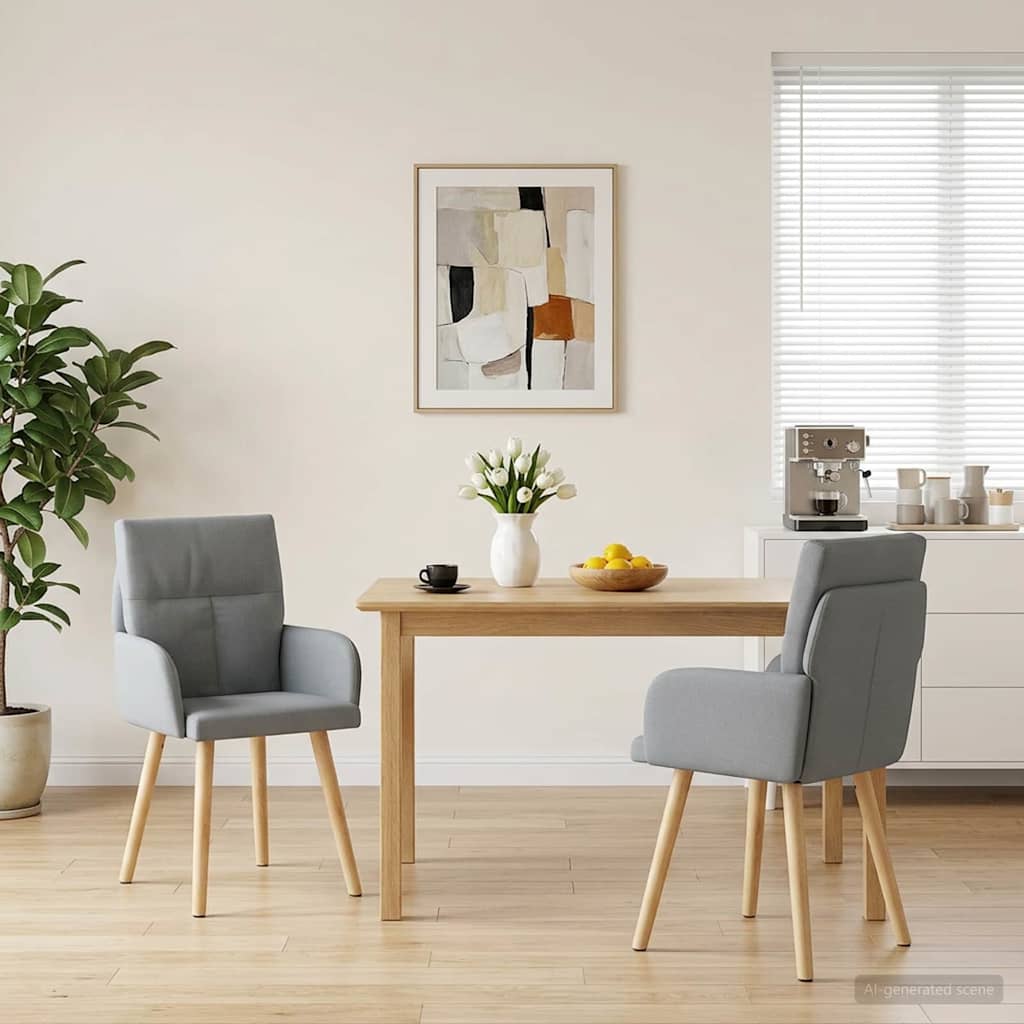 Dining Chairs 2 Pcs Fabric Light Gray 60 X 56 X 96 Cm