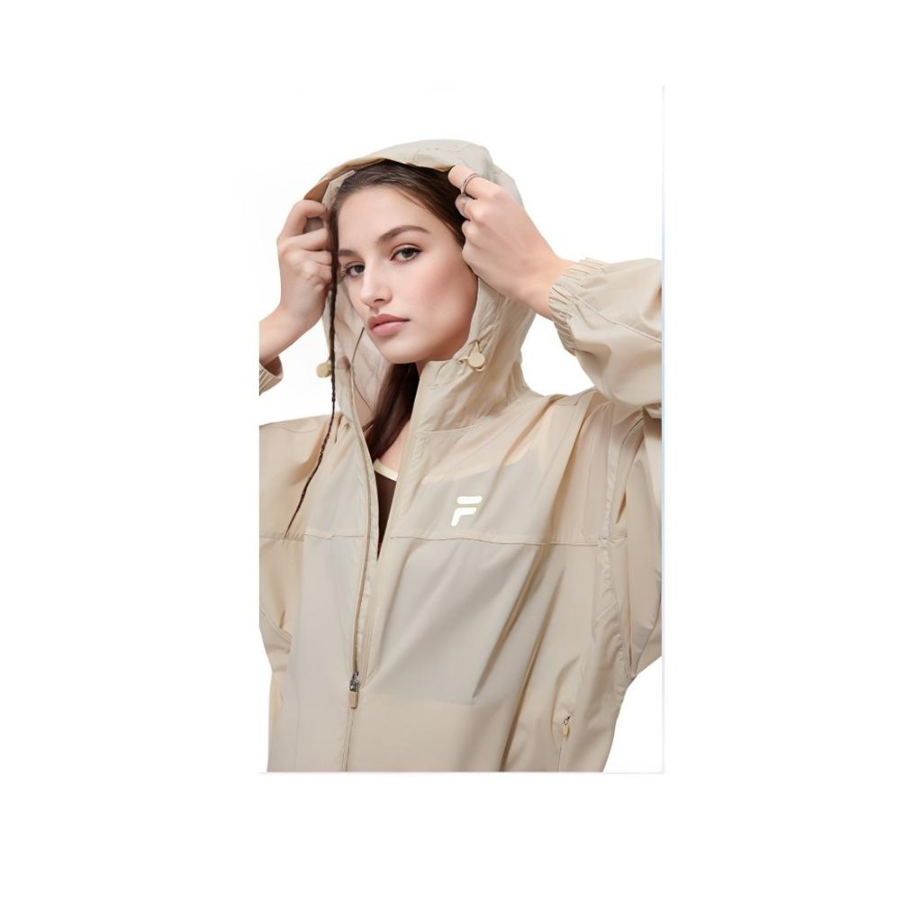 FILA Fusion Outdoor Lightweight Sports Hooded Breathable UV Protection Jacket Women outerwear Light-Brown T11W423705F-BG