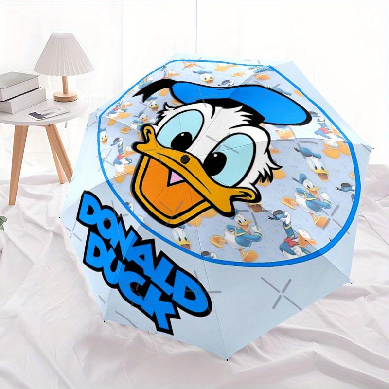 

1pc Donald Duck Theme Pattern Beautiful Looking Automatic Folding Umbrella, 3 Folding, 8 Iron Frame Design, Durable and Suitable for Travel