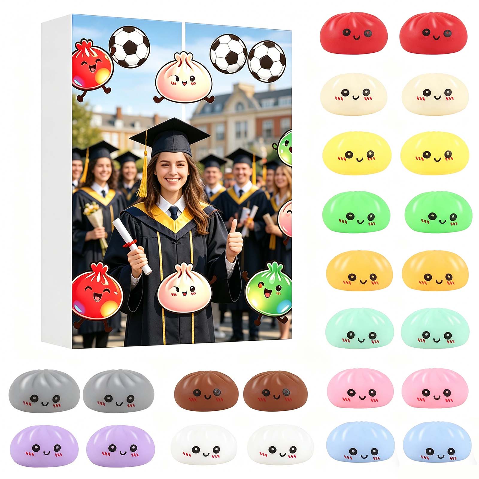 

24Pcs Bun Countdown Box Stress Relief Toy Set one size