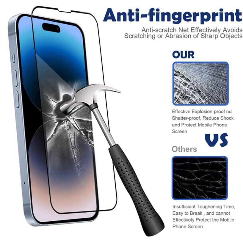 3Pcs Full Cover Tempered Glass For Apple iPhone 13 11 12 14 Pro Max 15 Plus Screen Protector For iPhone X XR XS Protective Film2