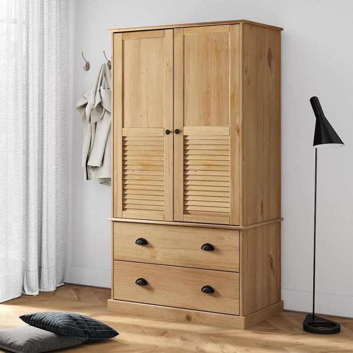 VidaXL Wardrobe VIGO 90x55x170 Cm Solid Pine Wood, Storage Cabinet, Wardrobe Organizer, Wardrobe, Closet, 353163