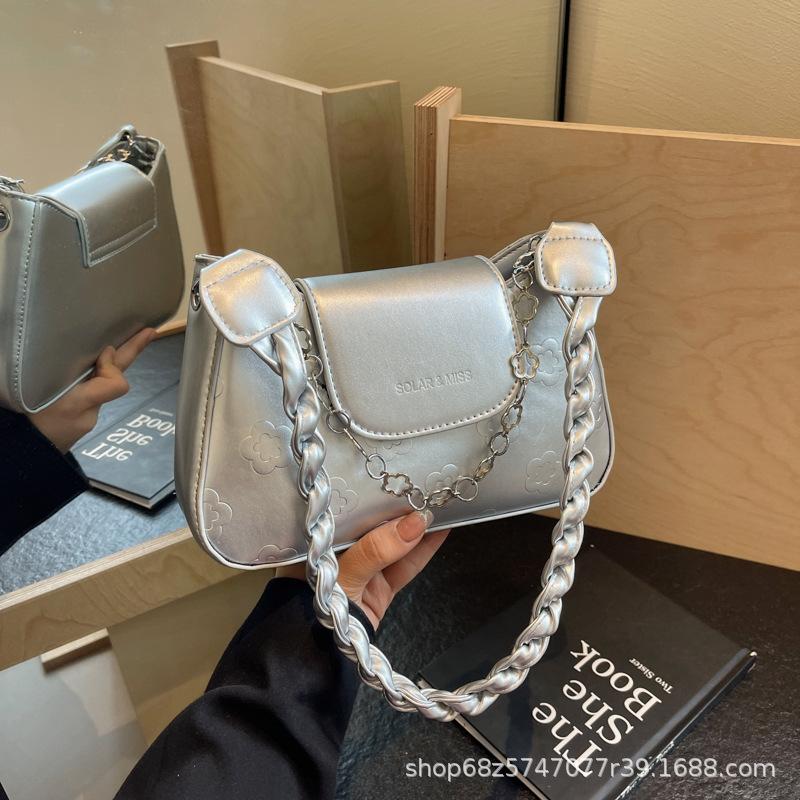 

Underarm bag women s 2025 new fashion versatile go to work small bag high sense women s shoulder messenger bag серебряный