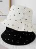 Women'S Bucket Hat Heart Pattern Fisherman Cap Spring Autumn Black White Sunshade Foldable Bucket Cap Female Casual New