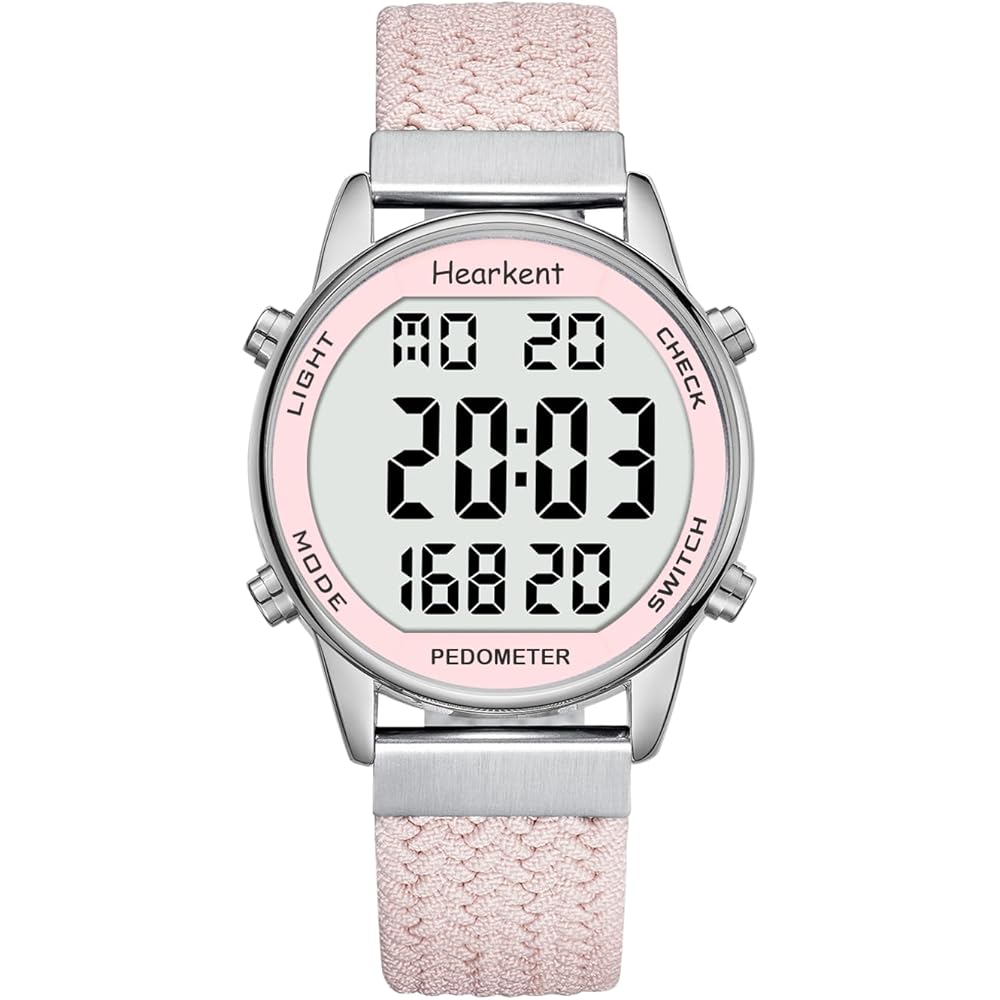 Hearkent Women s Pedometer Watch Waterproof Backlight Large Digital Display Adjustable Strap