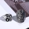 Vintage Exaggerated Geometric Flower Opening Adjustable Rings For Women Men Punk Finger Jewelry Party Gifts