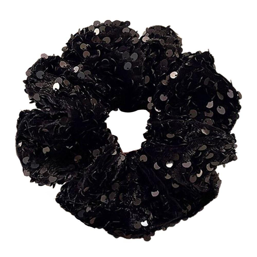 Black and Silver Elastic Hair Tie Sequin Party Hair Accessories Elegant Ponytail Holder  for Women
