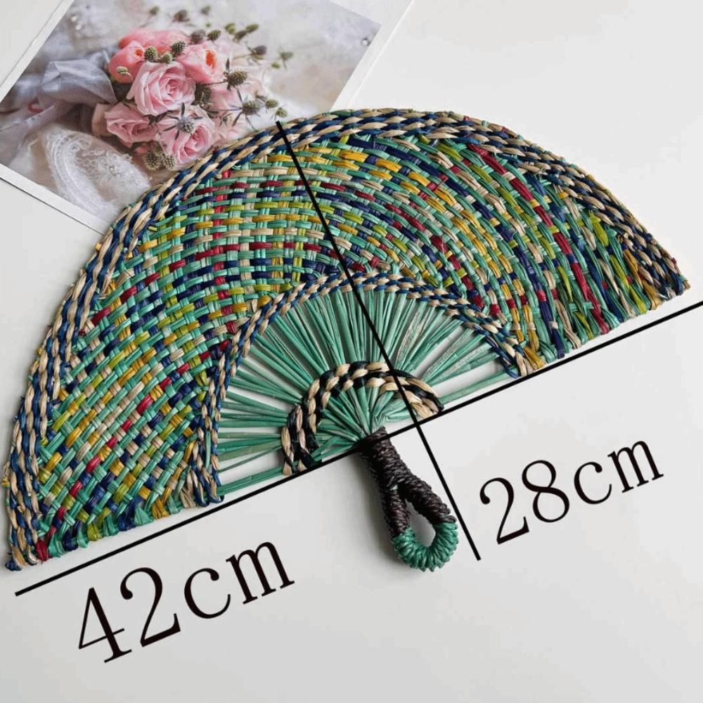 Semicircular Grass Woven Fan Seaweed Cooling Fan Natural Handheld Fan Summer