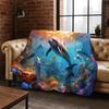 Underwater Sea World Marine Life Cartoon Flannel Blanket Soft Throw Blanket for Bedroom Living Room Bed Travel Camping Picnic