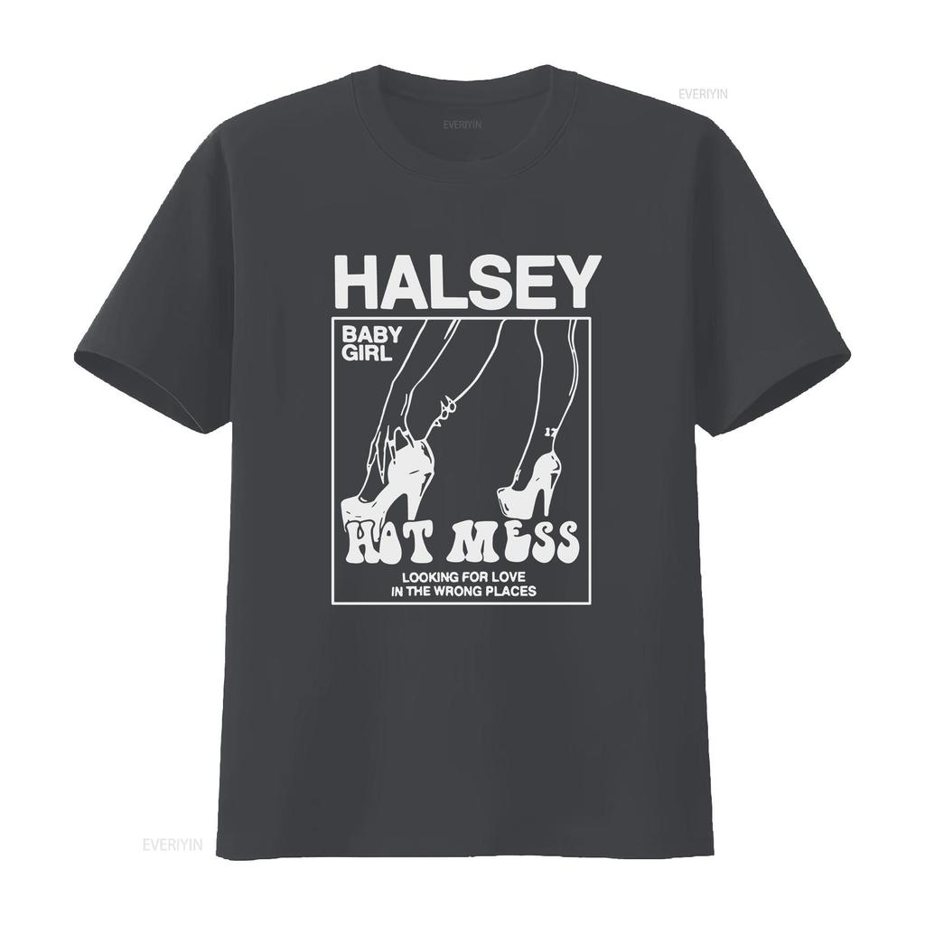Halsey Hot Mess T Shirt  Sizes Met 183 Vintage Washed Homme Soft Comfortable Top For Everyday Wear Graphic Fashion Streetwear