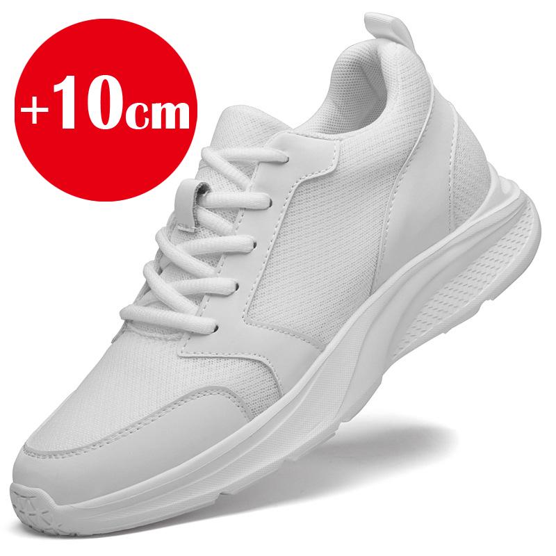 Men's 8cm Inner Height Increase Mesh Shoes, Heightening Sports and Casual Shoes, Invisible Inner Height Increase 6cm White Shoes