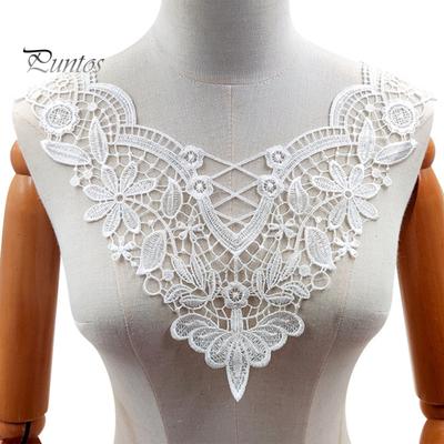 Colletto in pizzo ricamato, tessuto in pizzo traforato, scollatura, colletto in pizzo da donna, applique per fai da te, forniture per cucire, abito da sposa