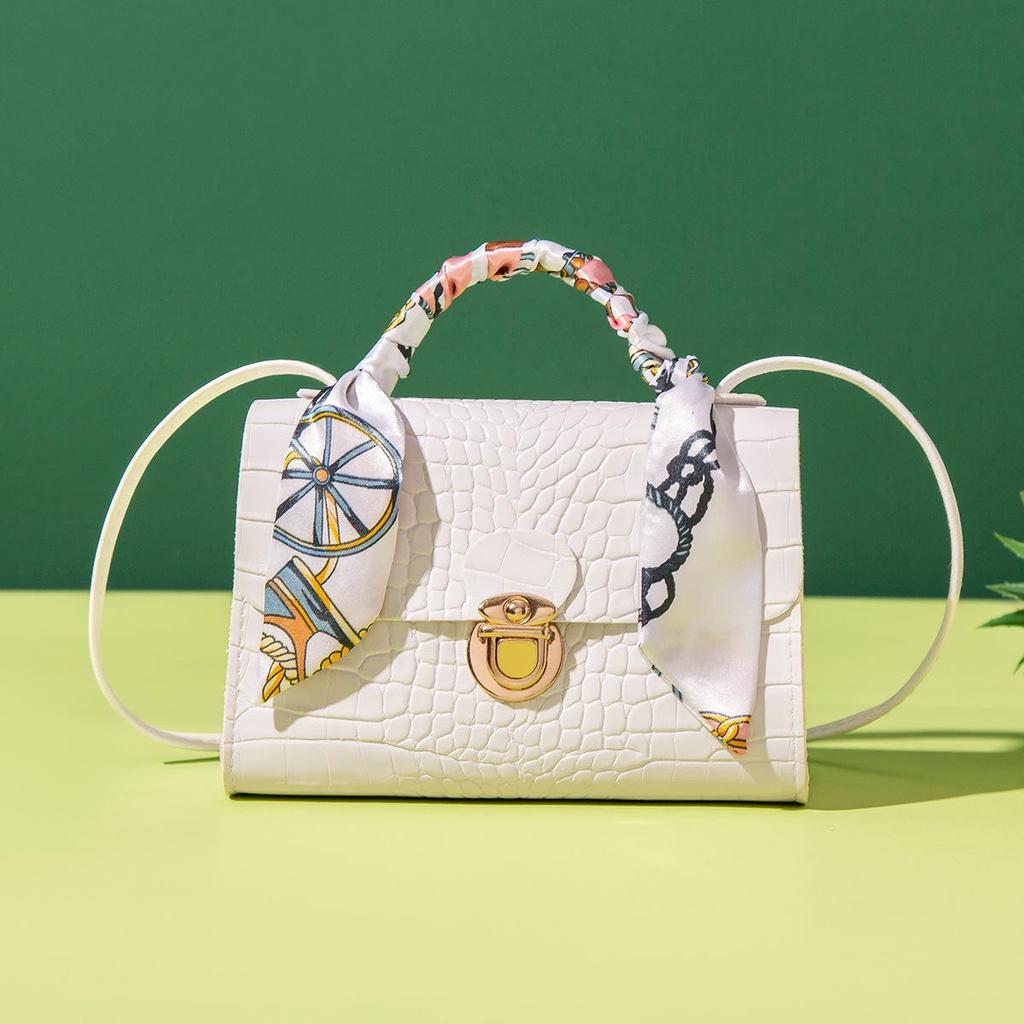 2022 New Retro Printed Silk Scarf One-Shoulder Crossbody Square Bag - Women's All-Match Casual Bag