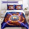 Set Lenzuola 3 Pezzi Stampato Manchester City Morbido Delicato sulla Pelle Lavabile Copripiumino e Federe Set Tutte le Stagioni Camera da Letto