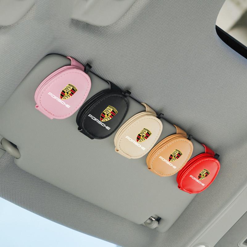 Lczcr3 Car Interior Glasses Clip Sunshade Storage Brace Accessories For Porsche Cayenne Panamera Macan 911 718 Taycan Boxster Cayman918