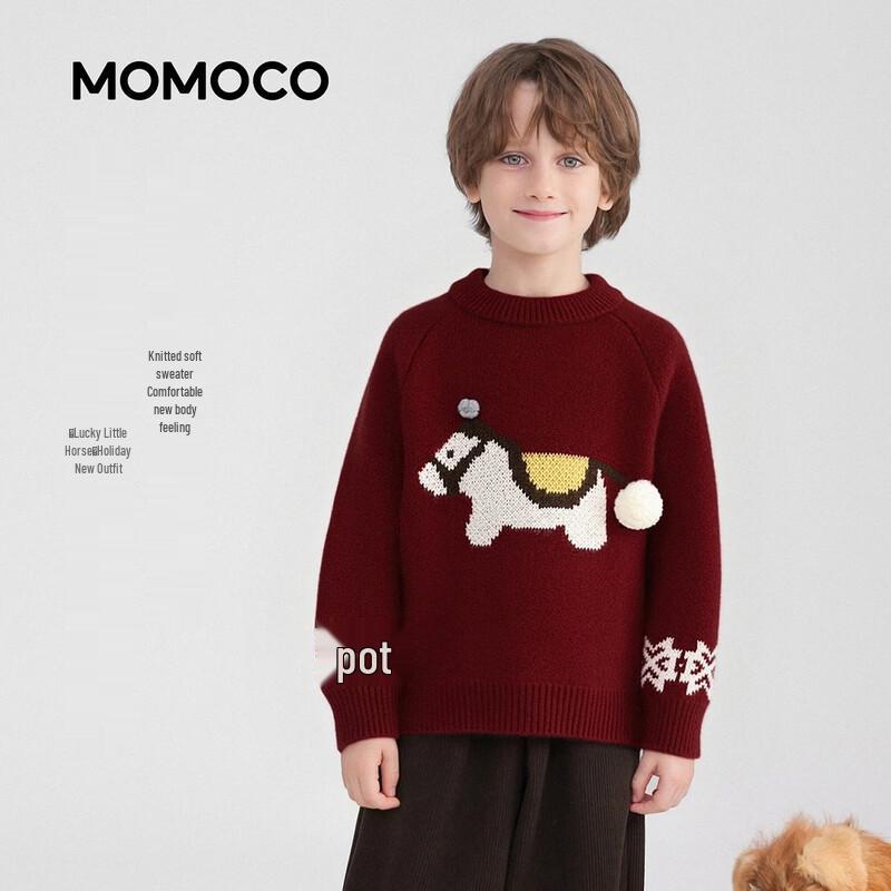 MOMOCO Boys  Red New Year Casual Pullover Sweater 90