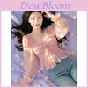 Spring Summer Pink Bow Tie Waist Shirt With 3d Pattern For Womens Fashion