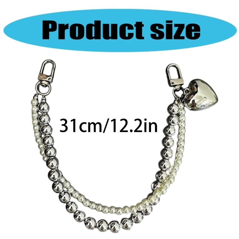 Pingente de Coração Contas Feito à Mão Multiuso Pérolas Alça de Celular Acessório Elegante Portátil para Decoração Fashion