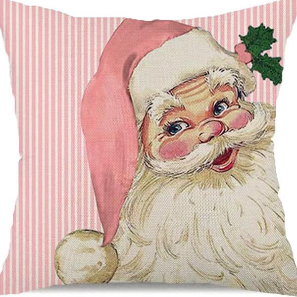 Christmas Pillowcase Linen Print Elk Snowman Home Decoration Sofa Cushion Cover