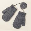 Kids Winter Gloves Warm Thickened Full Finger Mittens Knitted Gloves with Rope for Boys