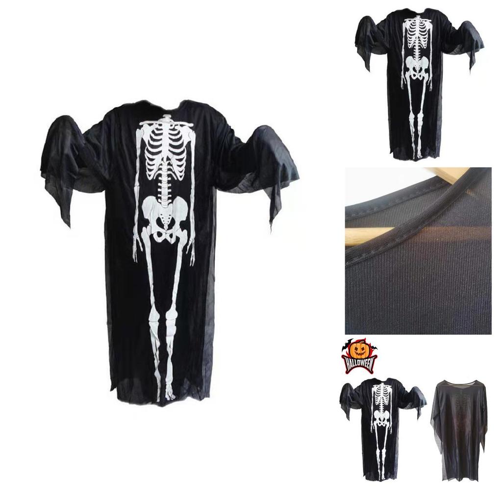 Silky And Textured Halloween Skeleton Ghost Cosplay Costume Set
