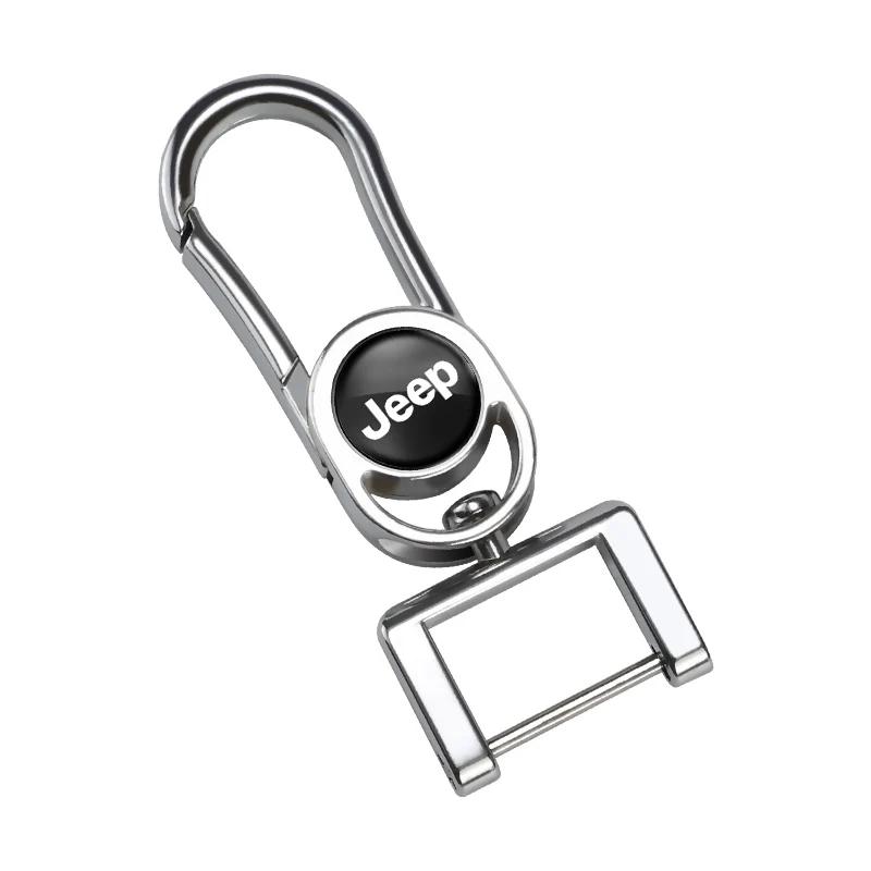 For Jeep Car Anti-Lost Metal Keychain 3D Styling Badges Key Ring For Jeep Grand Cherokee Wrangler JK Gladiator Compass Renega