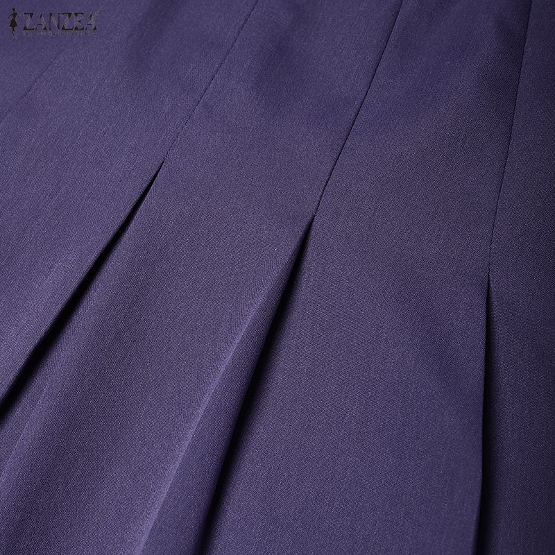 ZANZEA Women Casual Round Neck Solid Color 3/4 Sleeve Loose Dress