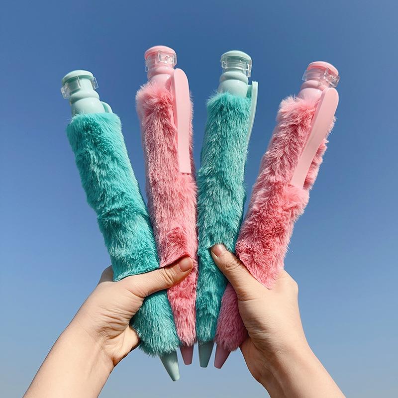 1pcs Jumbo Fluffy Roller Ball Pen 1.0mm Ballpoint Black Color Ink for Writing Office School