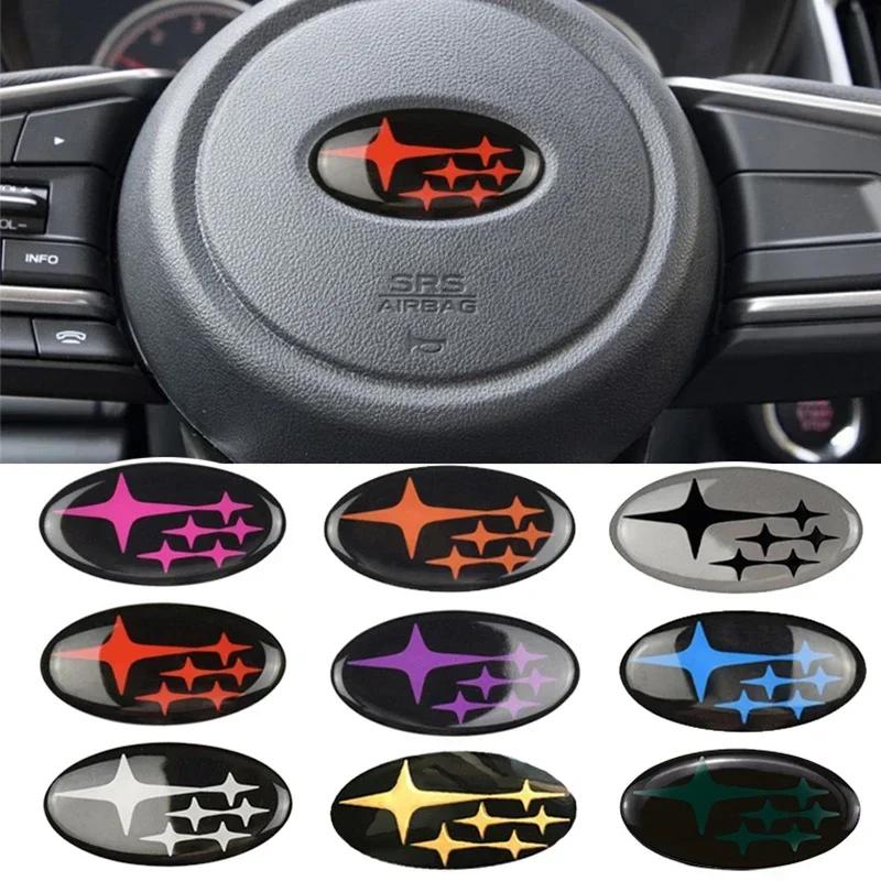 For Subaru STI Forester Outback Legacy Impreza XV Tribeca WRX BRZ 58x28mm Car Logo Steering Wheel Decoration Cover Emblem Decals Y2