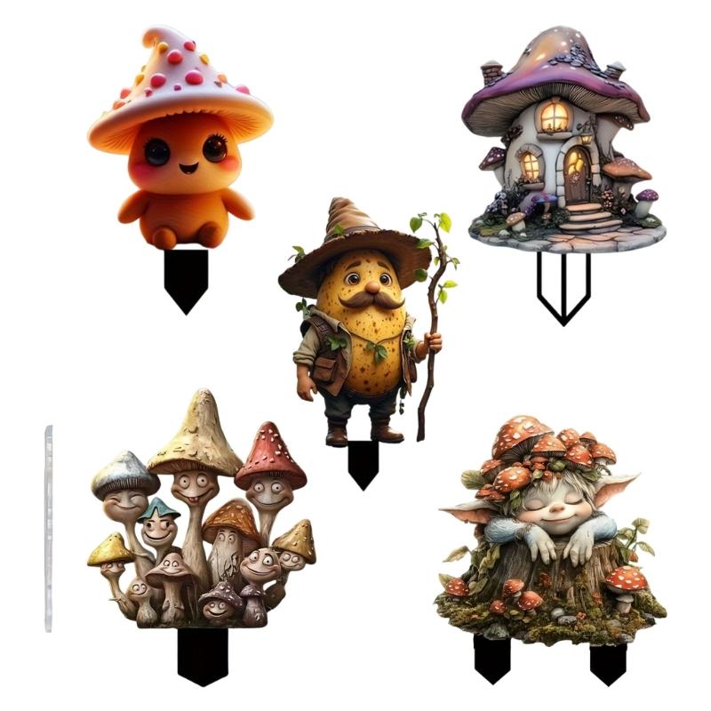 Acrylic Garden Floor Plug Cartoon Creative Mushroom Statue Sculptures Multifunctional Waterproof Mushroom Figurine