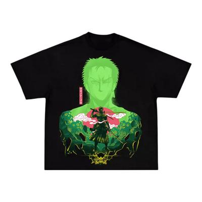 One Piece Roronoa Zoro Wano Ukiyoe TShirt Men Women Cotton Anime Graphic Tee Edgy Streetwear Loose Crew Neck Top