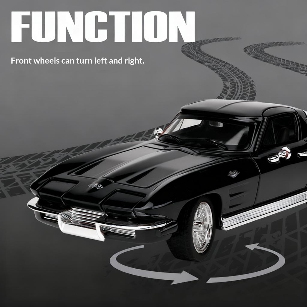 1:32 Corvette C2 Vintage American Sedan Classic Classic Car Alloy Model Collection Ornament Holiday Gifts