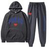 European Size Plus Fashion Printed Sweater Autumn and Winter Fleece Warm Hoodie Casual Sports Women's Suit