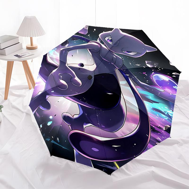 

Mega Mewtwo X Automatic Opening and Closing Umbrella with Foldable Design, 8-Bone Iron Frame, Ideal Gift for Fans, Travelers, Daily Use, Sui