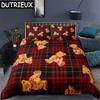 Teddy Bear Pattern Bedding Set Simple Bedspread Pillowcase Cartoon Home Textile Children Adult Bedroom Decoration