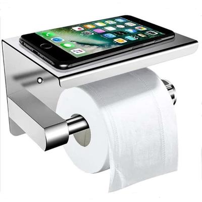 Wandmontierter Toilettenpapierhalter aus Edelstahl, Taschentuchhalter für Mobiltelefone, Badezimmer-Papierrollenhalter, Wandhalterung für Badezimmerprodukte