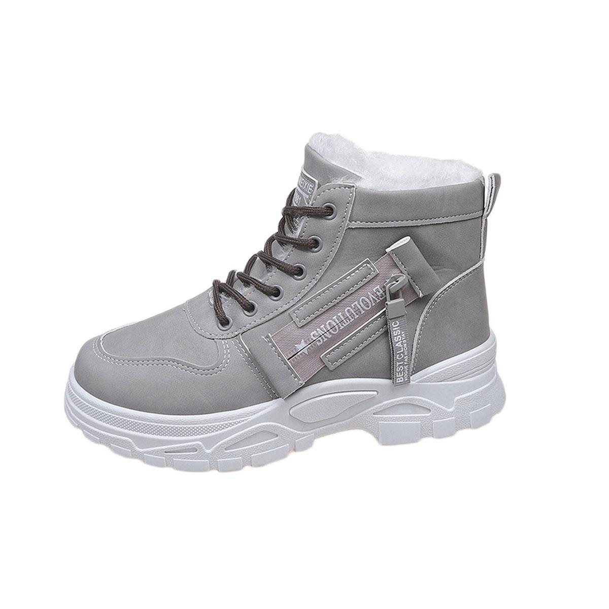 

Модные Comemore Толстая подошва Утепленные Утолщенные Зимние Сапоги Женские 2025 Зима Новые Теплые На шнуровке Спортивные Хлопковые Туфли Повседневные Меховые Ботильоны 36 серый