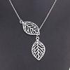 Women Fashion Double Leaf Hollow Charm Pendant Short Collar Necklace Jewelry