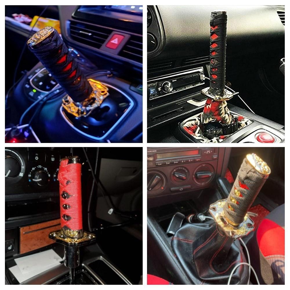 100/150/200mm JDM Katana Schaltknauf Samurai Schwert Schalthebelknauf mit 4 Adaptern Universell passend für die meisten manuellen und automatischen Autos