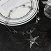 Vintage Star Pin Necklace Exaggerated Unique Creative Design Collarbone Chain Men's Women's Punk Jewelry Accessories Gifts