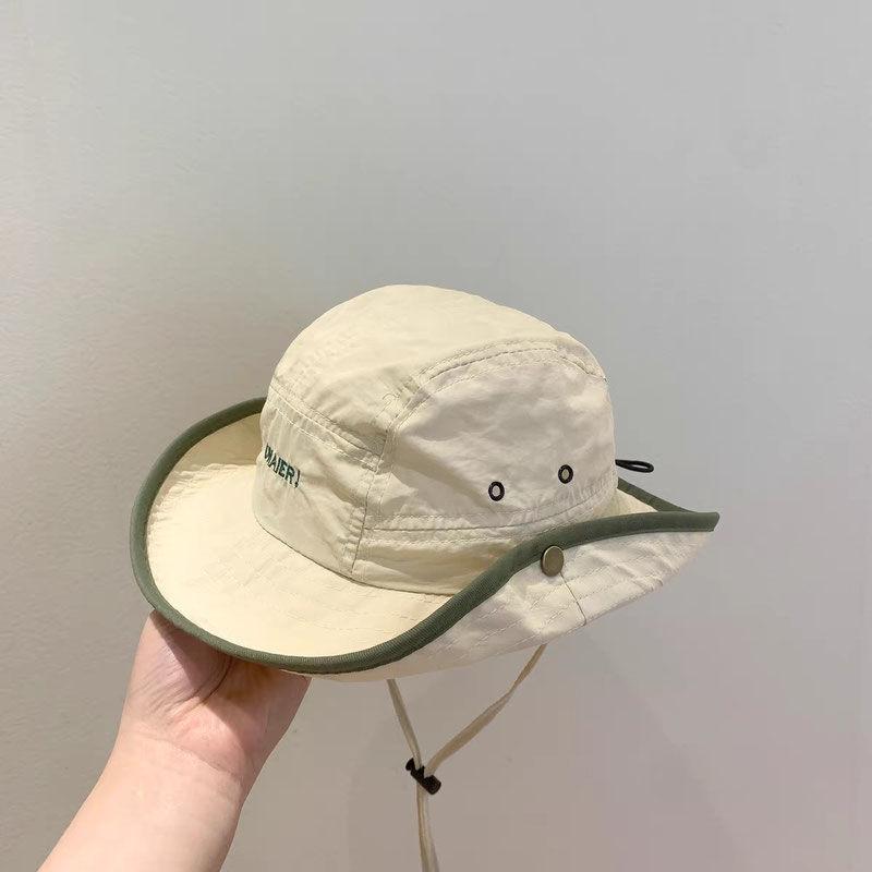 Summer and Spring Baby Fisherman Cap Letter Solid Color Toddler Bucket Hat Outdoor UV Protection Kids Boys Girls Panama Sun Hats