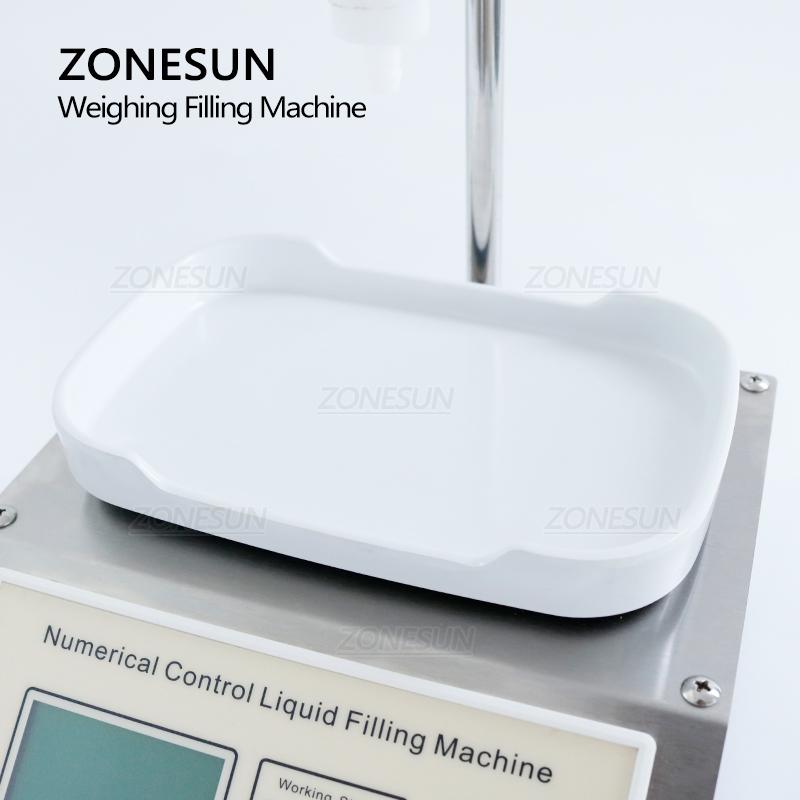 ZONESUN ZS-DP611W Semi-Automatic Diaphragm Pump Liquid Weighing Filling Machine For Beverage Water Essential Oil Perfume