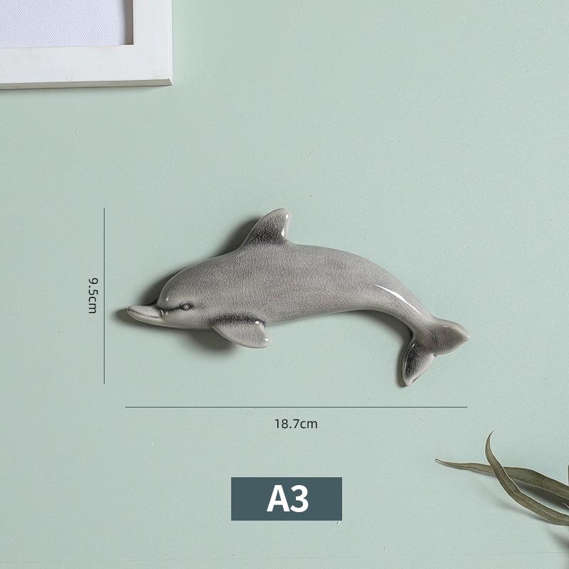 1 ks Nordic Style 3D keramické nástěnné malby s delfíny Nástěnné závěsné pozadí Dekor Řemesla Restaurace Obývací pokoj Kancelář Dekorace