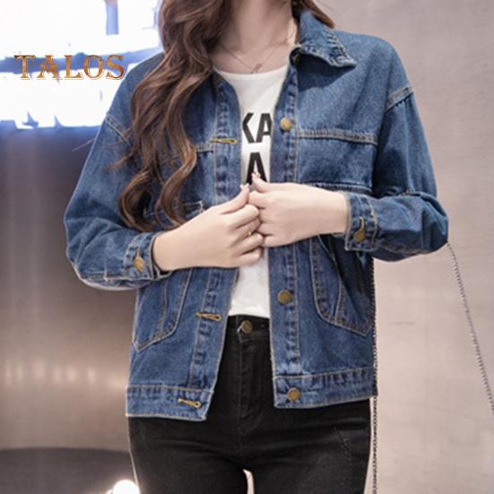 Zimní Dámské Bunda Dlouhé Rukávy Ohrnovací Límec Kapsy na hrudi Zapínání na knoflíky Kabát Jednobarevné Běžné streetwear Denim Coat