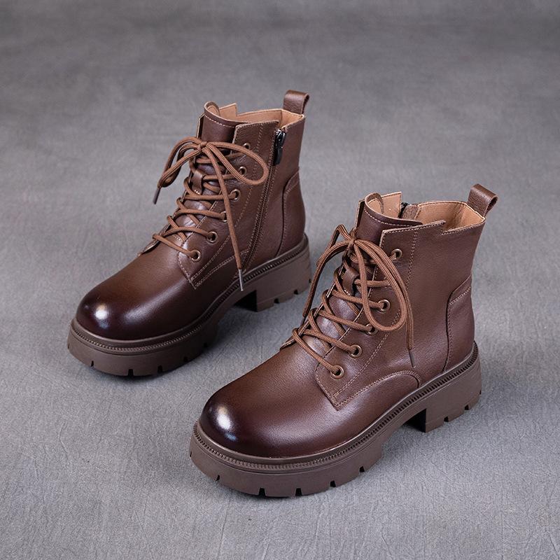 

Ботинки Мартин из первого слоя коровьей кожи для женской осени и зимы 2025 года, новые, в стиле ретро, на шнуровке, универсальные кожаные резиновые короткие ботинки для детей 40