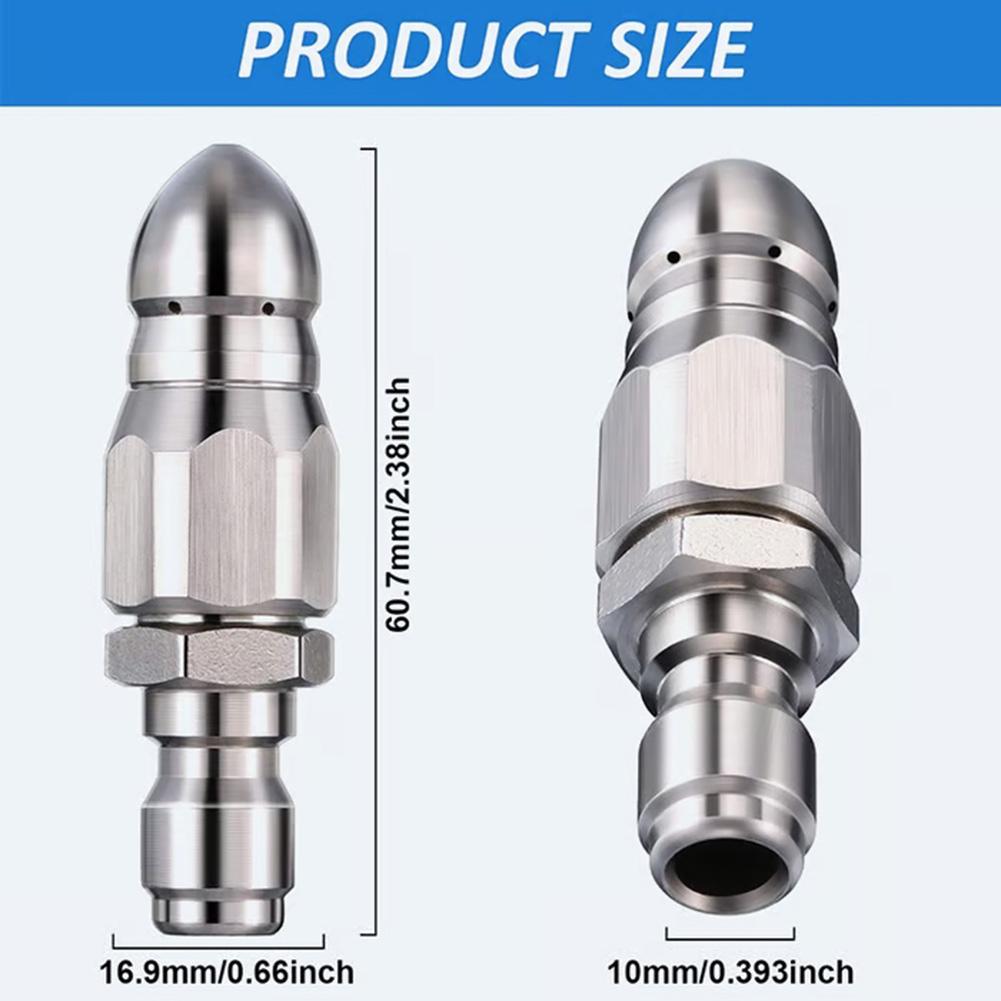 1 Pcs High-Pressure Stainless Steel Sewer Jet Nozzle Set For Effective Pipe Cleaning Pipeline Cleaning Rotary Nozzle