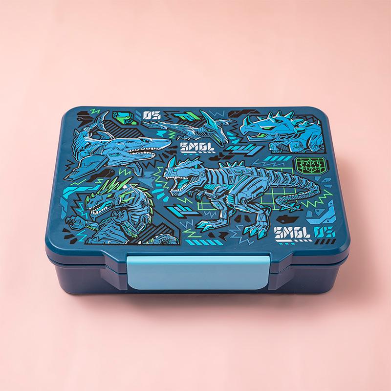 Large Capacity Food-Grade PP Bento Box with Cutlery - Cartoon Design for Students and Kids