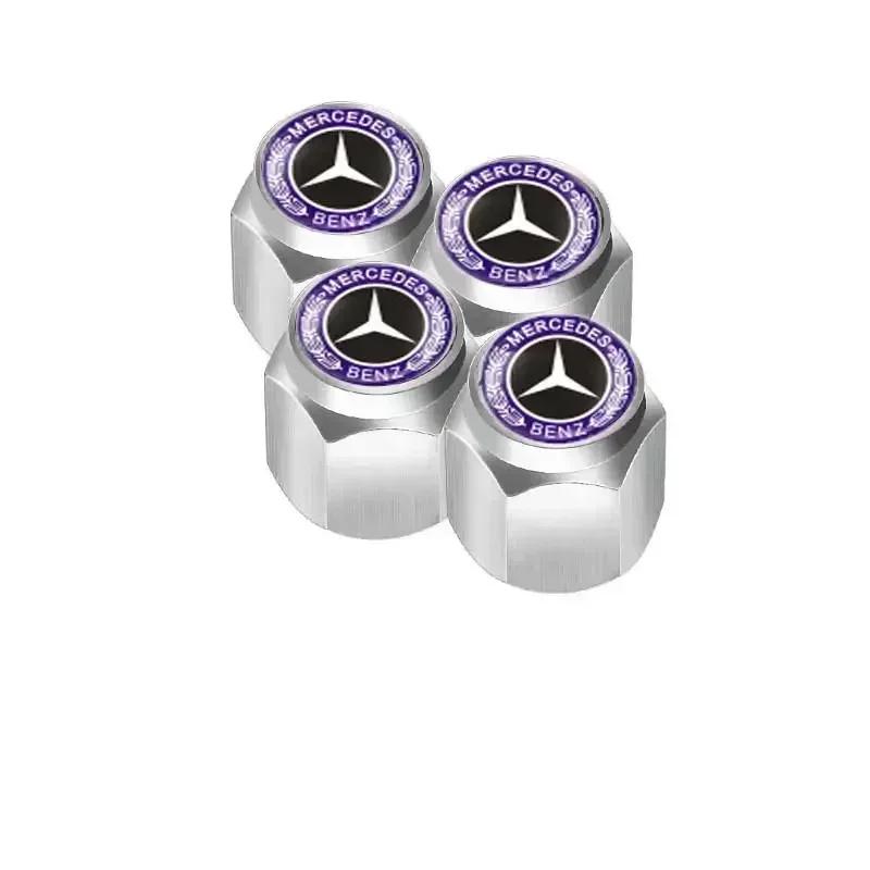 C200 E200 New 2025 For Mercedes Benz 4pcs Alloy Car Wheel Stem Air Valve Cap Tire Dust Cover Accessory For Mercedes Benz W222 W2