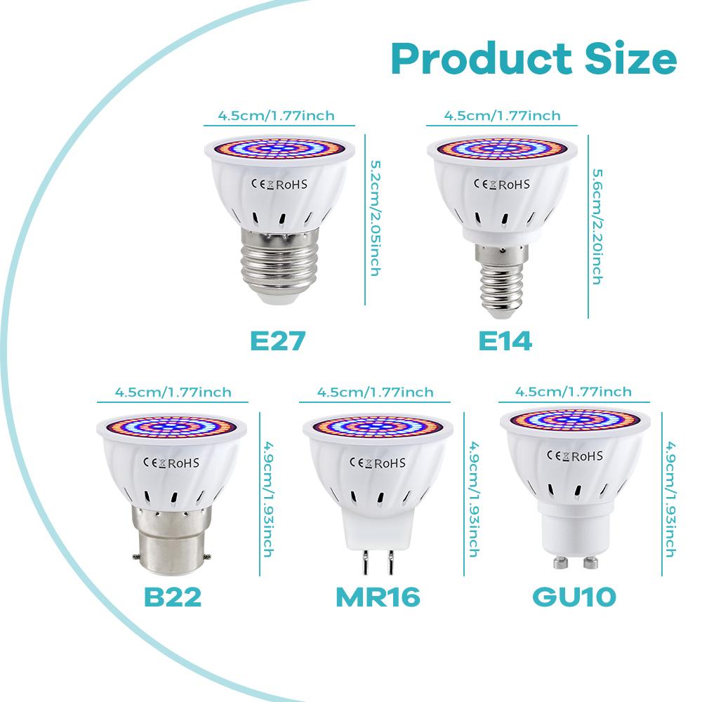 LED Plant Grow Light Bulb E27 Full Spectrum GU10 Hydroponic B22 Seeding Cultivation Lamp MR16 Succulent E14 Growth Lighting 220V